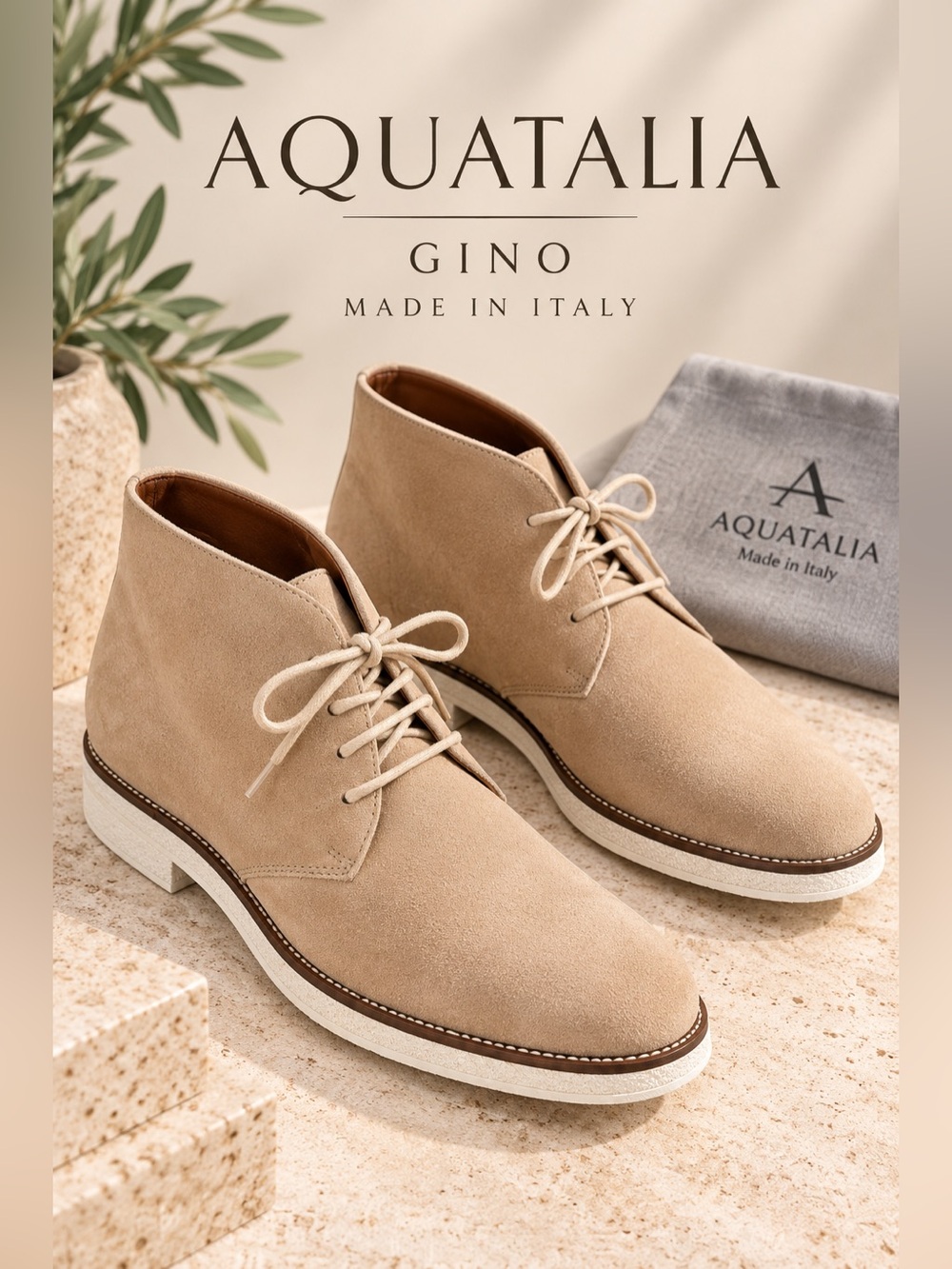 Aquatalia Gino Suede Chukka Boots Beige Cappuccino Men’s 11